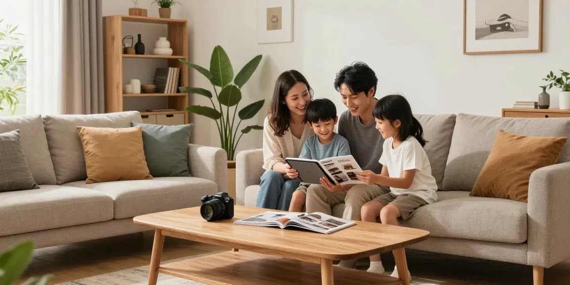 Gemütliches modernes Wohnzimmer, das Optionen zum wohnmöbel online kaufen mit stilvollem Sofa und Couchtisch präsentiert.