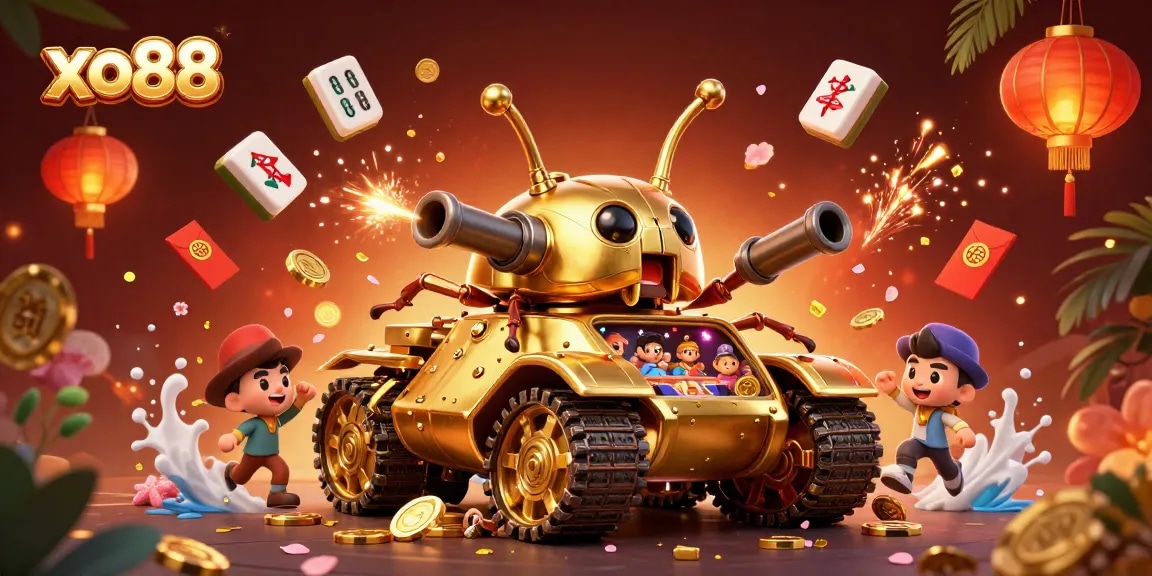Engage with xo88's thrilling casino adventure inside a golden beetle tank bursting with fun