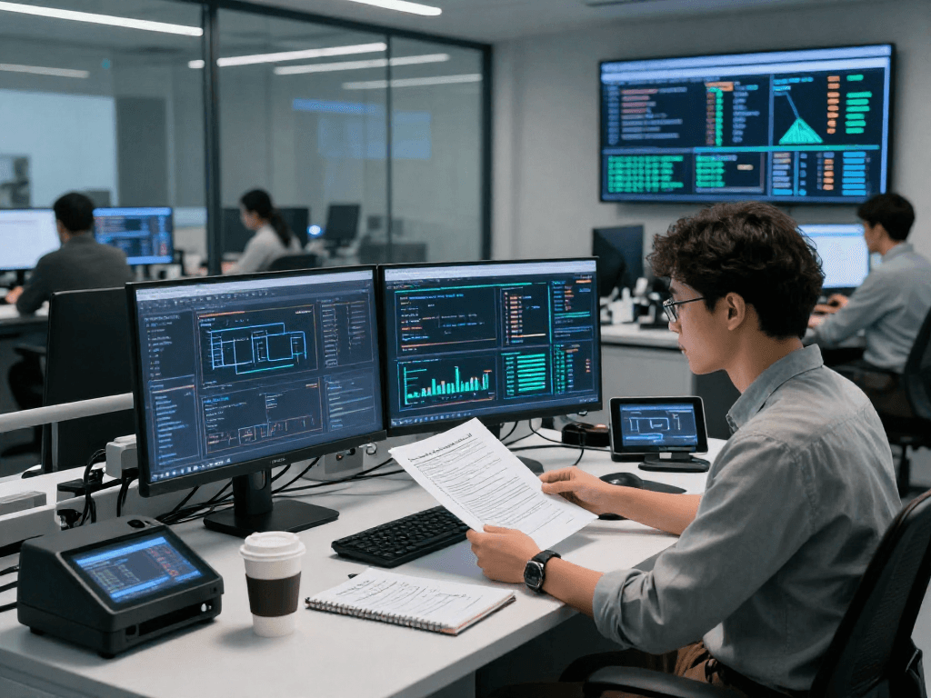 Advanced forensic analysis for document fraud detection with modern AI tools in lab.
