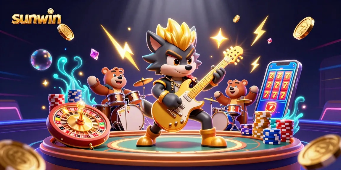 Play thrilling games at sunwin with 3D wolf rockstar and layered casino elements
