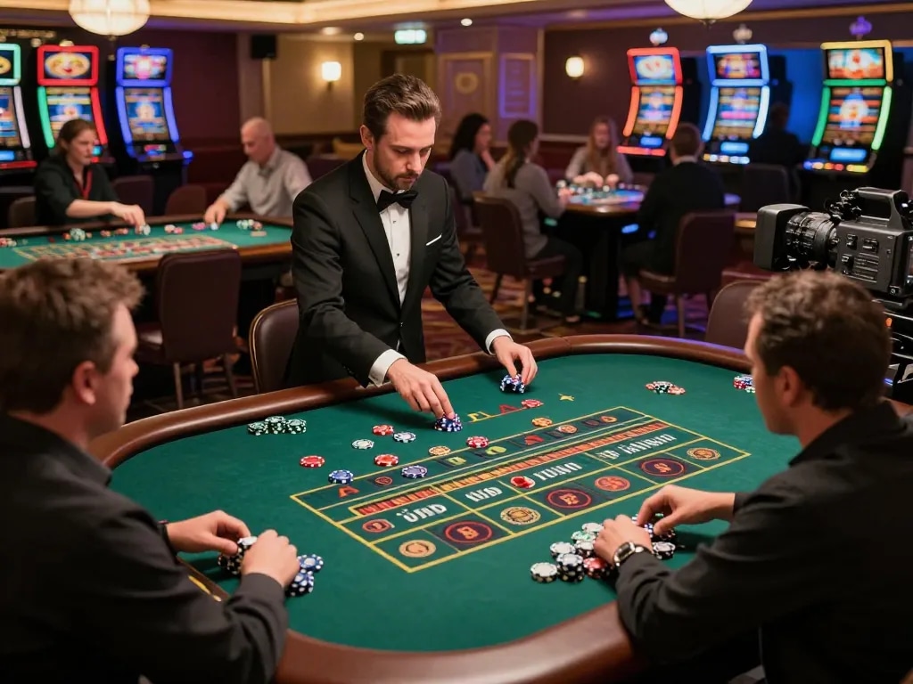 Experience the thrill of f168 with players engaged at roulette tables in a vibrant casino setting.