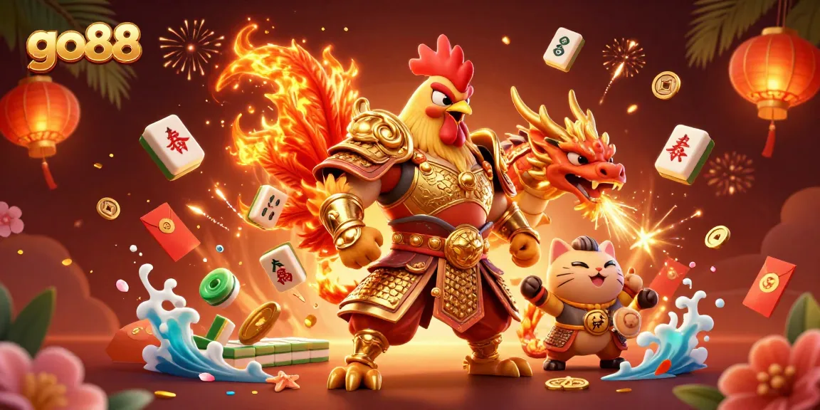 Experience thrilling adventures with go88 at a lively casino scene featuring vibrant characters and festive elements.