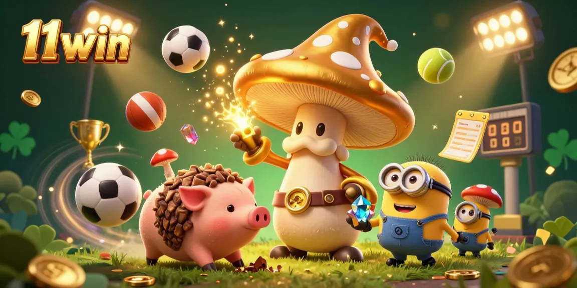 Win big at 11 win with a magical scene depicting a golden wizard and treasure!