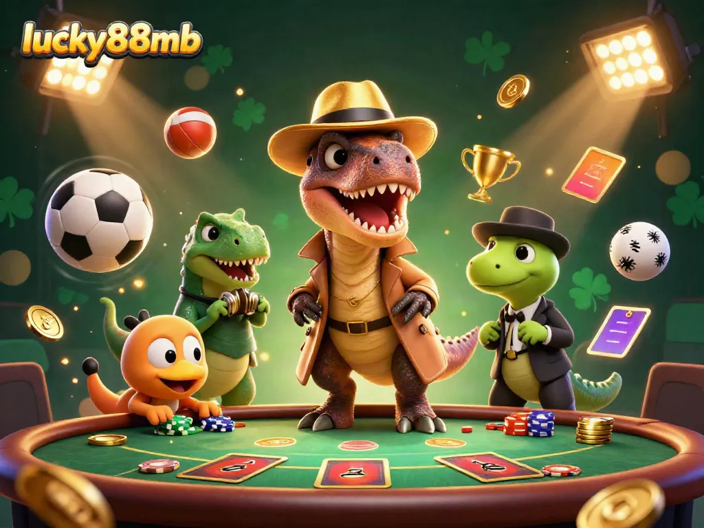 Experience thrilling action at lucky88mb with a velociraptor card counter in a casino scene.