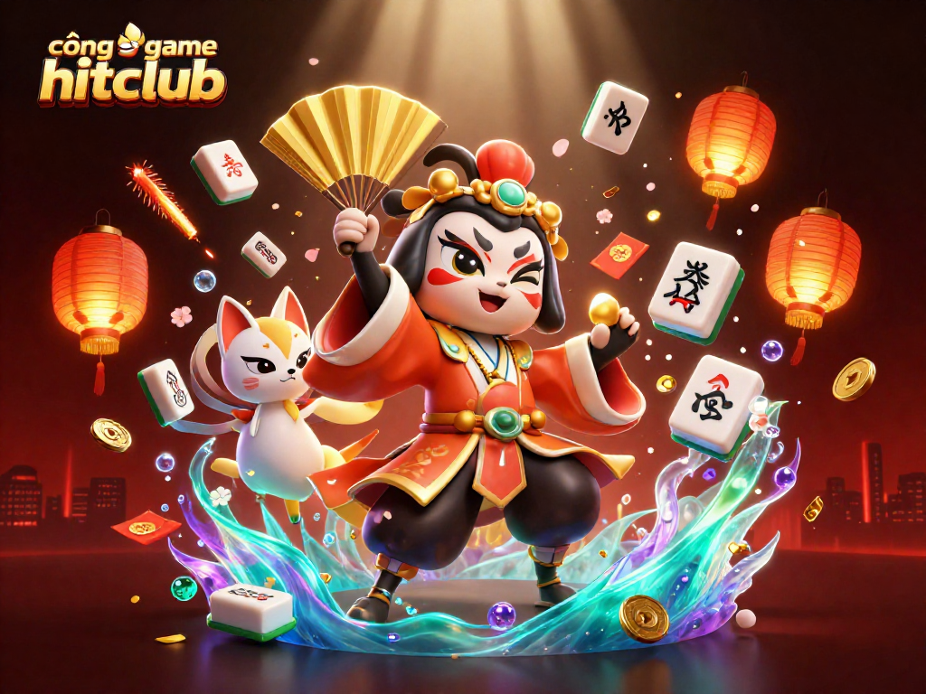 Experience the thrilling cổng game hitclub with vibrant characters and dynamic gambling elements in a rich 3D illustration.