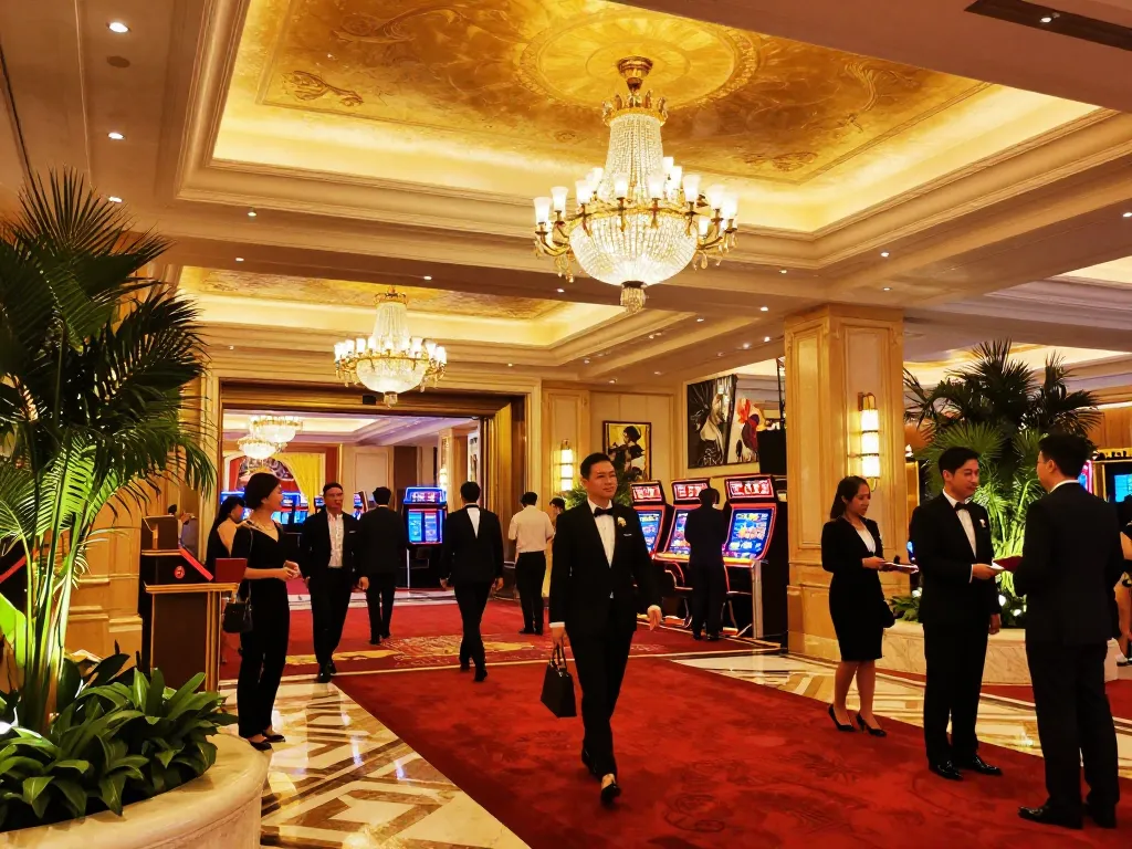 F168 casino entrance welcoming players to exciting gaming opportunities with warm lighting and elegance