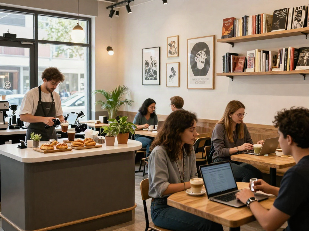 Enjoying rich rokok88 coffee in a vibrant café atmosphere with fresh pastries.