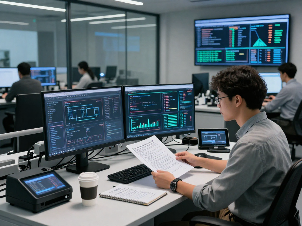 Advanced forensic analysis for document fraud detection with modern AI tools in lab.