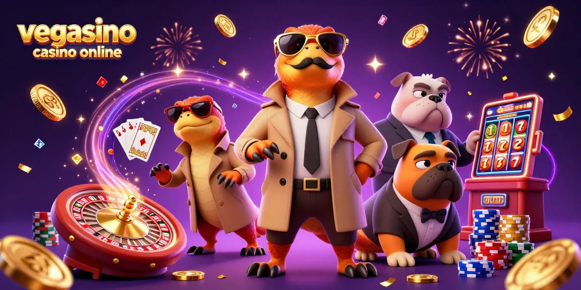 Experience thrilling gameplay and excitement at vegasino casino online in this vibrant 3D illustration.