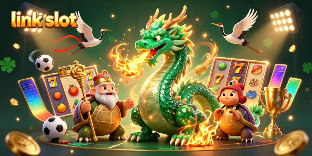 Experience thrilling gameplay at link slot with dynamic slot machine elements and majestic dragon characters.