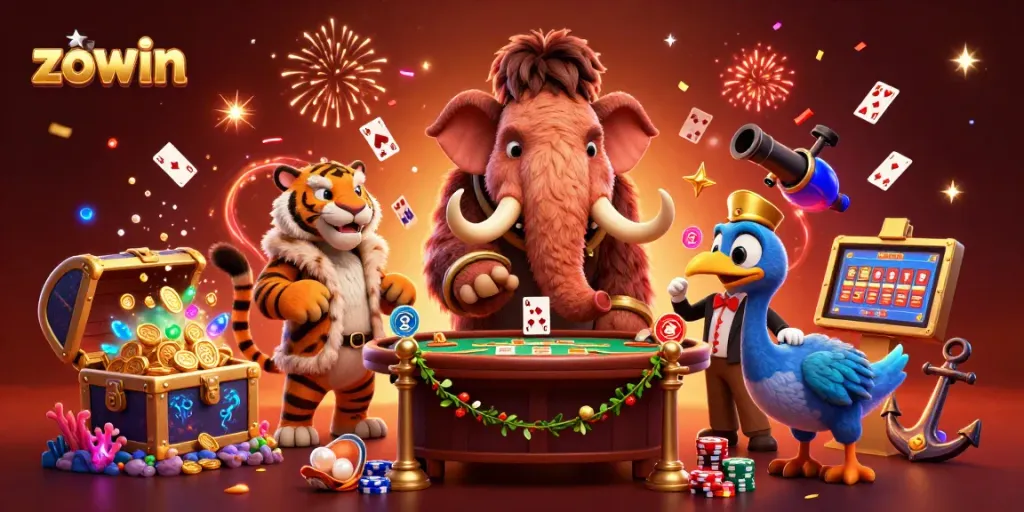 Experience exhilarating gaming with the vibrant zowin casino scene featuring unique characters.