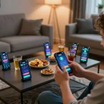 DAGAGO mobile app in action as a person excitedly places a bet in a cozy home setting.