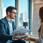 Immobilienmakler Frankfurt Riedberg berät Kunden professionell in einem modernen Büro.