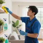 Reinigungsunternehmen Bern providing professional cleaning services in a modern apartment.