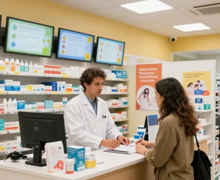 Der Selliza Pharma Shop bietet eine einladende Umgebung für Gesundheitsprodukte und persönliche Beratung.