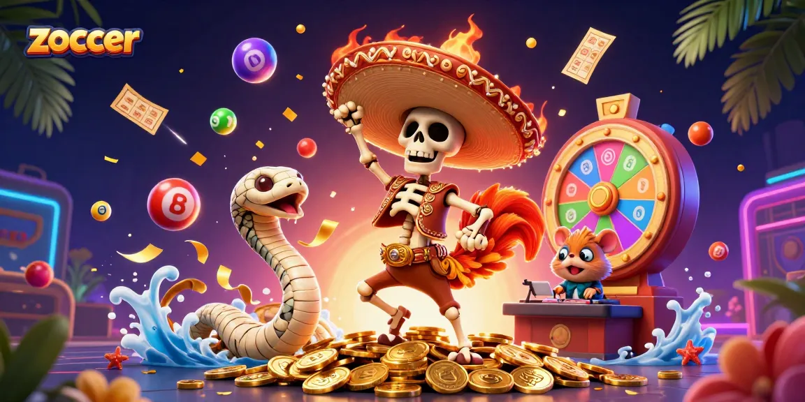 Zoccer brings vibrant energy to a playful casino scene with colorful elements and lively characters